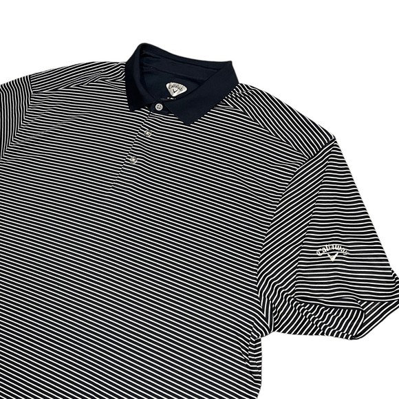 Callaway Other - Callaway Shirt Men's 2XL Navy Blue Stripe Short Sleeve Golf Polo Logo Classic